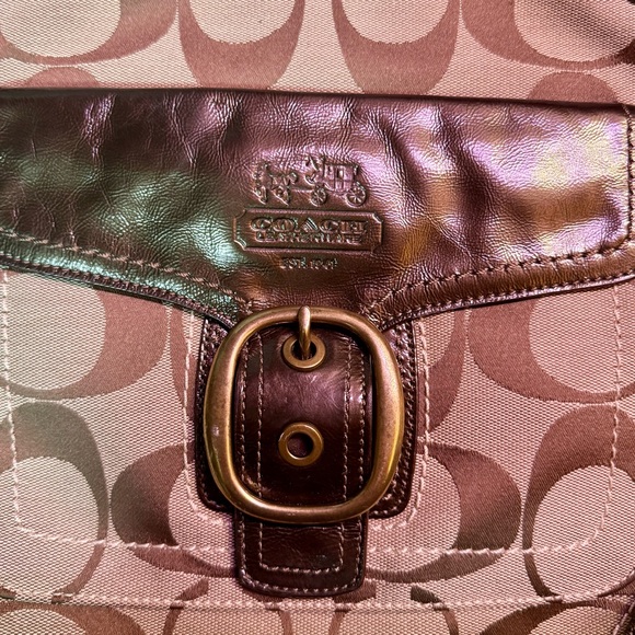 Coach Bleecker Signature Stitched Khaki Bronze Hobo Bag Rare, Gorgeous & Classic - Picture 11 of 12